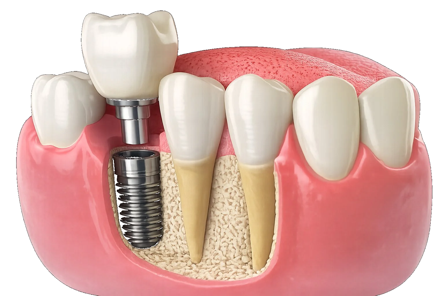 Representación de rehabilitación con implante dental